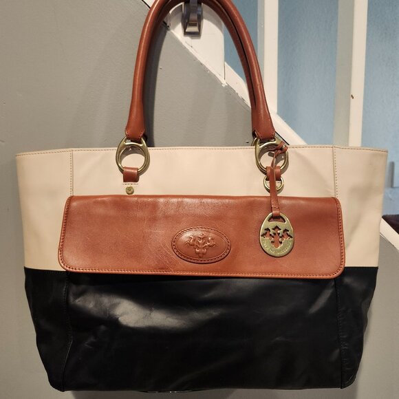 PRIX DE DRESSAGE Tri-Color Leather Tote Handbag Purse Never Used - Picture 1 of 9